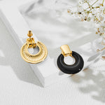 Load image into Gallery viewer, Black Dangle Earrings for Women Statement Chunky Small Gold Drop Earrings Door Knock Shape Dangling Earrings Party Jewelry
