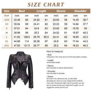 chouyatou Women's Fashion Studded Perfectly Shaping Faux Leather Biker Jacket (Medium, Black)