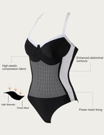 Load image into Gallery viewer, SUUKSESS Womens Tummy Control Slimming One Piece Swimsuits Sexy V Neck Crisscross Back Bathing Suits Push up Swimwear(Black，Large)
