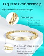 Load image into Gallery viewer, TIMELESSTAR Gold Bangle Bracelets for Women Gifts Four Leaf Clover Bracelet Moissanite Diamond Tennis 925 Sterling Silver Chunky 18k Plated Cute Friendship Dainty Womens Bangles Stack Non Tarnish
