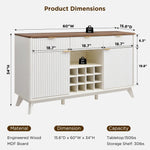 Load image into Gallery viewer, OKD Fluted Wine Bar Cabinet for Liquor, 60&quot; Modern Coffee Bar Cabinet w/Wine &amp; Glass Rack, Large Buffet Sideboard w/ 3 Storage Drawers &amp; Adjustable Shelves for Home, Dining Room, Kitchen, Solid White
