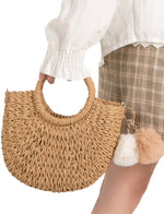 Load image into Gallery viewer, Garemcy Summer Straw Beach Bag Women&#39;s Woven Crossbody Shoulder Bag Womens Straw Tote Bag Handbag Khaki
