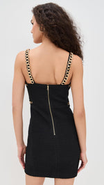 Load image into Gallery viewer, alice + olivia Women&#39;s Kelly Fitted Mini Dress with Chain Detail, Black, 14
