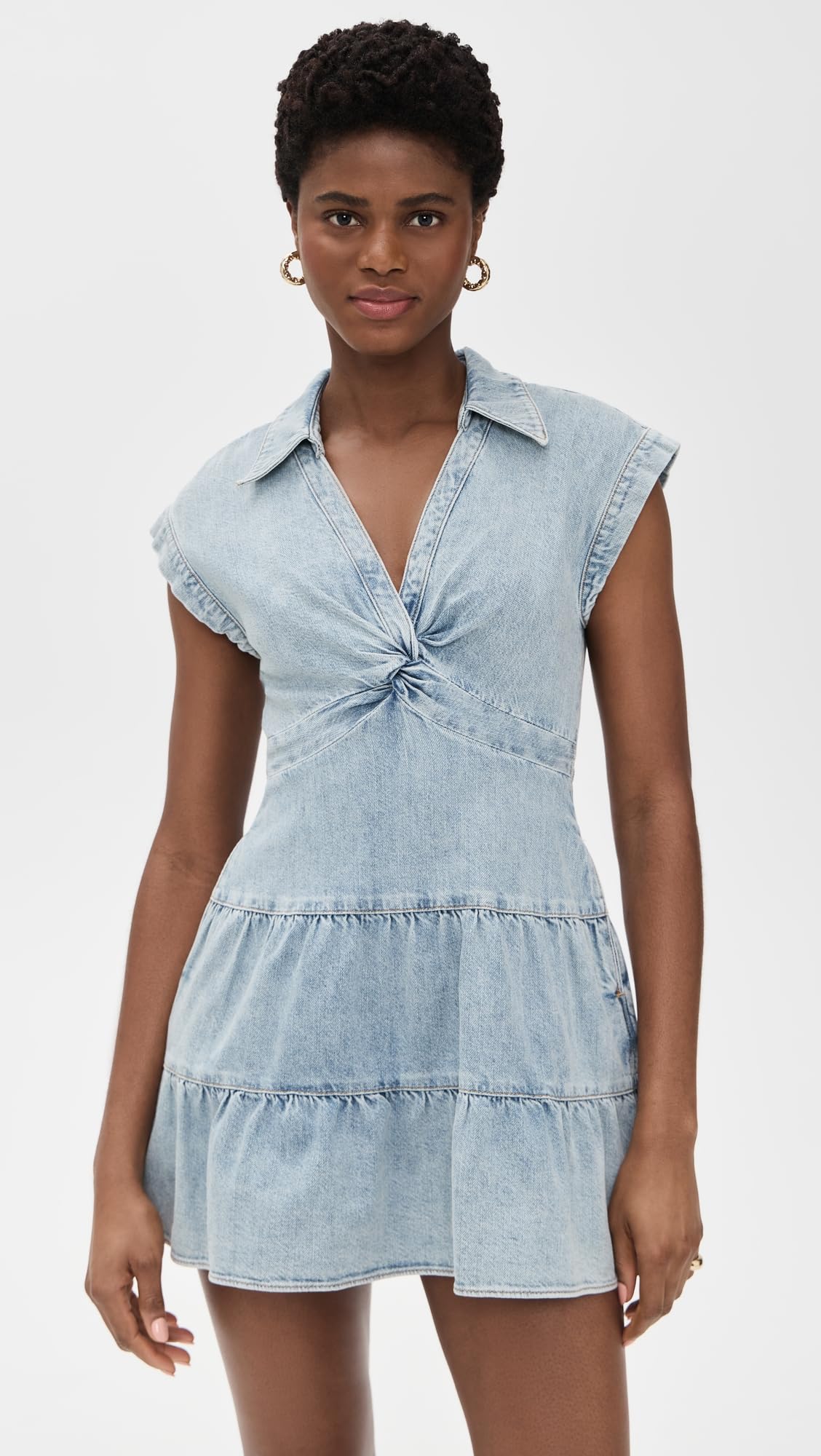 alice + olivia Women's Mila Deep V Twist Front Mini Dress, Rockstar Blue, 4