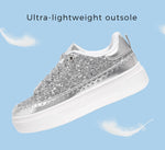 Load image into Gallery viewer, LUCKY STEP Platform Glitter Sneakers for Women Fashion Sparkly Bling Shiny Low Top Tennis Sneakers Faux Leather Casual Walking Shoes(Silver Glitter,10)
