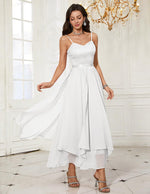Load image into Gallery viewer, HomRain White Wedding Dresses for Women Bride 2026, Semi Formal Long Dress for Teens Graduation with V-Neck &amp; Fancy, Lace Chiffon Clothing for Beach &amp; Spring, White M
