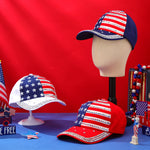 Load image into Gallery viewer, Hercicy 3pcs American Flag Hats Women 250th Anniversary Patriotic Baseball Trucker Caps for USA Memorial Independence Day(Red White Blue,Classic)

