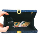 Load image into Gallery viewer, Boutique De FGG Retro Crystal Clutch Purses for Women Luxury Rhinestone Evening Bag Novelty Formal Party Clutch Handbag,Mini,Navy American Passport

