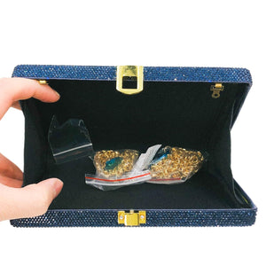 Boutique De FGG Retro Crystal Clutch Purses for Women Luxury Rhinestone Evening Bag Novelty Formal Party Clutch Handbag,Mini,Navy American Passport