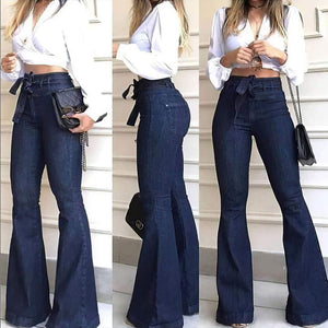 Pantete Womens High Waisted Bell Bottom Jeans Denim High Rise Flare Jean Pants with Belt