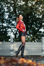 Load image into Gallery viewer, LISHAN Women's Sexy High Heels 4 Inches Faux Leather Solid Color Side Zipper Knee High Boots Comfy Party Shoes Black Size 13
