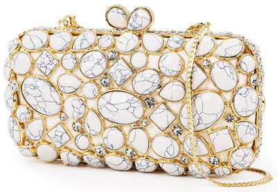 Turquoise Crystal Evening Clutch Bag Elegant Bride Wedding Party Purse for Women
