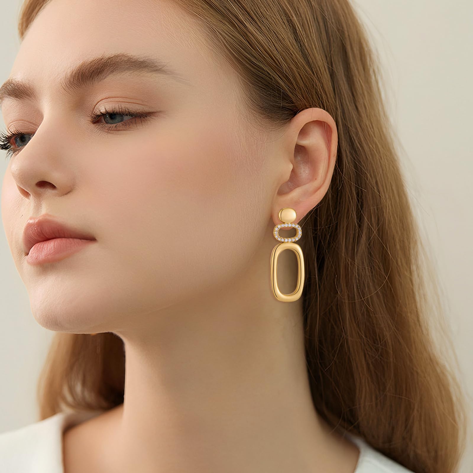 MIJENITI Gold Statement Earrings Geometric Dangle Earrings for Women Fashion Jewelry