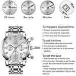 Load image into Gallery viewer, OLEVS Large Face Watches for Men Silver Bezel Diamond Chronograph Watches Stainless Steel Strap Luxury Men Three Hand Watch Waterproof Auto Calendar Easy Read Analog Men&#39;s Quartz Watch Reloj De Hombre
