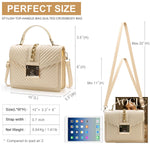 Load image into Gallery viewer, Top Handle Bag Quilted Crossbody Bags Trendy Designer Handbags for Women Beige Leather Cross Body Satchel Purses Shoulder Bag Goth Purse Large Leather Tote Bag for Women
