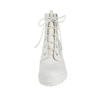Load image into Gallery viewer, Soda Indiana Women's Faux Leather Lace Up High Chunky Heel Ankle Booties (White PU, numeric_8_point_5)

