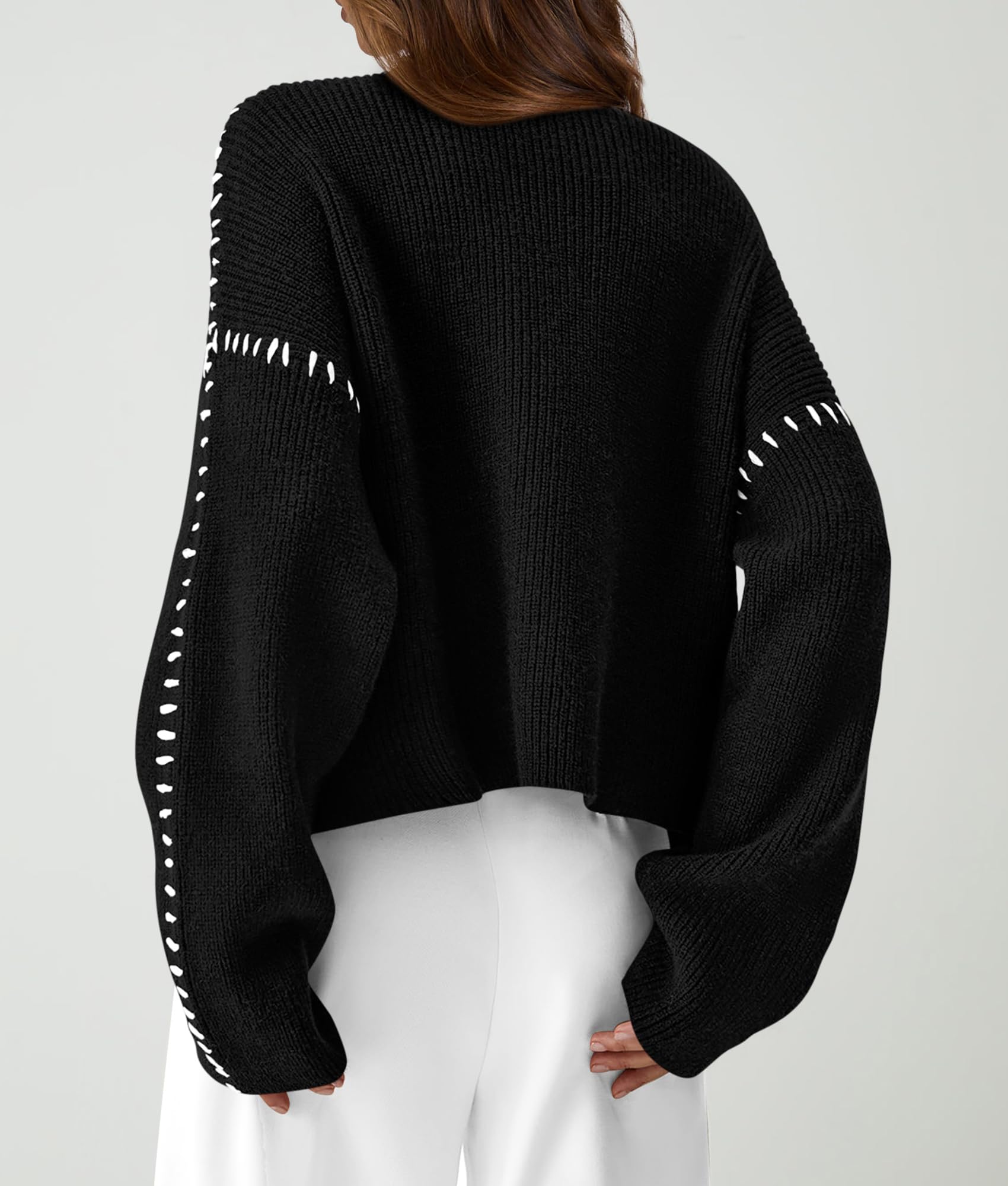 PRETTYGARDEN Women's Chunky Knit Winter Sweaters Casual Long Sleeve Mock Neck Oversized Loose Pullover Sweater Tops (Black,Medium)