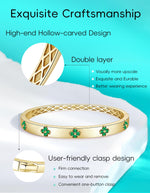 Load image into Gallery viewer, TIMELESSTAR Emerald Gold Bangle Bracelets for Women Gifts Four Leaf Clover Bracelet Moissanite Diamond Tennis 925 Sterling Silver 18k Plated Cute Friendship Dainty Womens Bangles Stack Non Tarnish
