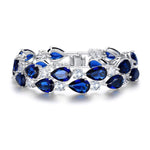 Load image into Gallery viewer, EVER FAITH Women's Prong Cubic Zirconia Vintage Style Dual Layer Tear Drop Bracelet Blue Silver-Tone

