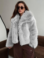 Load image into Gallery viewer, Yimoon Womens Faux Fur Coat Lapel Open Front Fluffy Shaggy Jacket Winter Warm Furry Overcoat(LightGrey-S)
