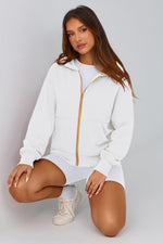 Load image into Gallery viewer, PRETTYGARDEN Hoodies for Women Sweatshirt Zip Up Hoodie Fall Fashion 2025 Trendy Long Sleeve Jackets Winter Clothing Outfits (White,Small)
