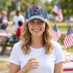 Load image into Gallery viewer, Budsmile American USA Baseball Caps Rhinestone Bling Sparkle Independence Day 4th of July Hats Adjustable Patriotic Baseball Cap for Women Men Trucker Summer Sun Stars Stripes Ball Cap
