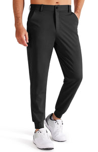 Libin Men's 4-Way Stretch Golf Joggers with Pockets, Slim Fit Work Dress Pants Athletic Casual Yoga Sweatpants for Men Baseball Pants, Black M