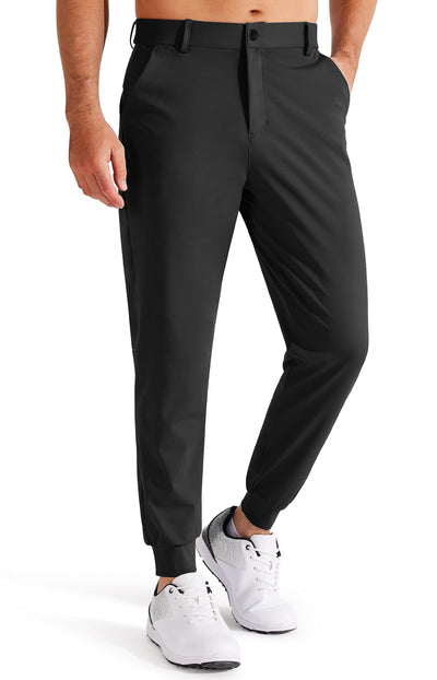 Libin Men's 4-Way Stretch Golf Joggers with Pockets, Slim Fit Work Dress Pants Athletic Casual Yoga Sweatpants for Men Baseball Pants, Black M