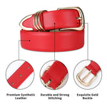 Load image into Gallery viewer, RISANTRY Women's Leather Belts for Jeans Dresses, Red Leather Waist Belt Fashion Ladies Belts with Gold Buckle S

