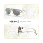 Load image into Gallery viewer, Versace VE2225 12526G 60MM Pale Gold/Light Grey Mirror Silver 80 Pilot Sunglasses for Men +Bundle with Accessory Eyewear Kit
