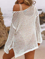 Load image into Gallery viewer, Bsubseach Crochet Cover Ups for Women Sexy Hollow Out Swim Cover Up Knit Summer Outfits White
