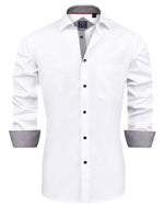 Load image into Gallery viewer, J.VER Men&#39;s Casual Long Sleeve Stretch Dress Shirt Wrinkle-Free Regular Fit Button Down Shirts White Black Medium
