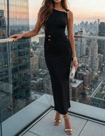 Load image into Gallery viewer, ZESICA Women's 2026 Summer Maxi Dress Sleeveless Ruched Elegant Wedding Guest Cocktail Formal Bodycon Long Dresses Black Small
