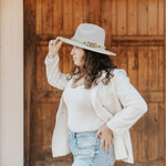 Load image into Gallery viewer, Gossifan Lady Fashion Wide Brim Felt Fedora Panama Hat with Ring Belt A-White
