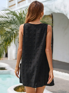 Blooming Jelly Womens Casual Sun Summer Dresses Sleeveless Bathing Suit Cover Up Mini Beach Dress (Medium, Black)