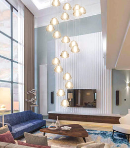 dolria Gold Modern Crystal Chandelier for Staircases 157" Long Adjustable Ceiling Light for Entrance 3000K LED Hanging Lighting Living Room Hallway Entryway
