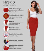 Load image into Gallery viewer, Hybrid &amp; Company Womens Pencil Skirt Premium Nylon Ponte Stretch Office Made in The USA Below Knee KSK45006 1073T RED M

