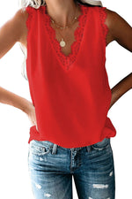 Load image into Gallery viewer, lime flare Women Sexy Summer Lace Trim Satin Cami Tank Tops Dressy Silk Lacy Camisole Shirt (Red Eyelash Lace,M)
