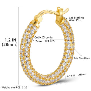 925 Sterling Silver Post Hoop Earrings for Women Gilrs Green Cubic Zirconia 14K Gold Plated Chunky Gold Hoop Earrings weinuo Jewelry