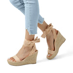 Load image into Gallery viewer, DREAM PAIRS Womens Open Toe Espadrilles Dressy Lace Up Strappy Wedges Sandals SDPW2301W,Nude,8
