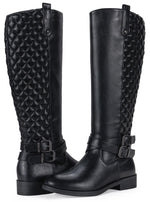 Load image into Gallery viewer, Vepose Women's Knee High Boots, Tall Riding Boots Low Heel with Wide Calf and Extra Wide Width, 949W - Black, Size 6.5W US - Buckle and Inside Zip (CJY949W Black 06.5)
