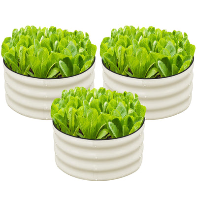 SnugNiture 3 Pcs 2x2x1ft Round Galvanized Raised Garden Bed Kit Outdoor, Metal Planter Box for Planting Plants Vegetables, White