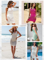 Load image into Gallery viewer, Dokotoo Cover Ups for Swimwear Bathing Suits Women 2025 V Neck Sleeveless Crochet Cut Out Spaghetti Straps Knitted Beachwear Sexy Bikini Beach Coverups Vacation Outfits Dresses Desert Palm Medium
