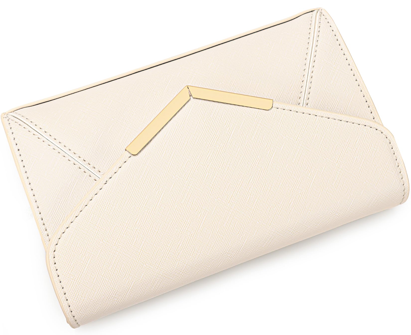 DEXMAY Women Envelope Clutch Faux Saffiano Leather Evening Handbag Foldover Clutch Bag Formal Dressy Purse Ivory