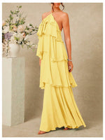 Load image into Gallery viewer, SOLY HUX Women's Sundresses Ruffle Layered Halter Flowy Maxi Dress Elegant Wedding Guest Dresses
