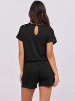 Load image into Gallery viewer, ANRABESS Rompers for Women Summer 2025 Casual Dressy One Piece Tshirt Short Pants Jumpsuit Beach Vacation Outfit Clothes A233-hei-M Black

