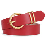 Load image into Gallery viewer, WHIPPY Women Leather Belt Fashion Design belt Gold Buckle Ladies Belt for Jeans Pants Dresses Red S

