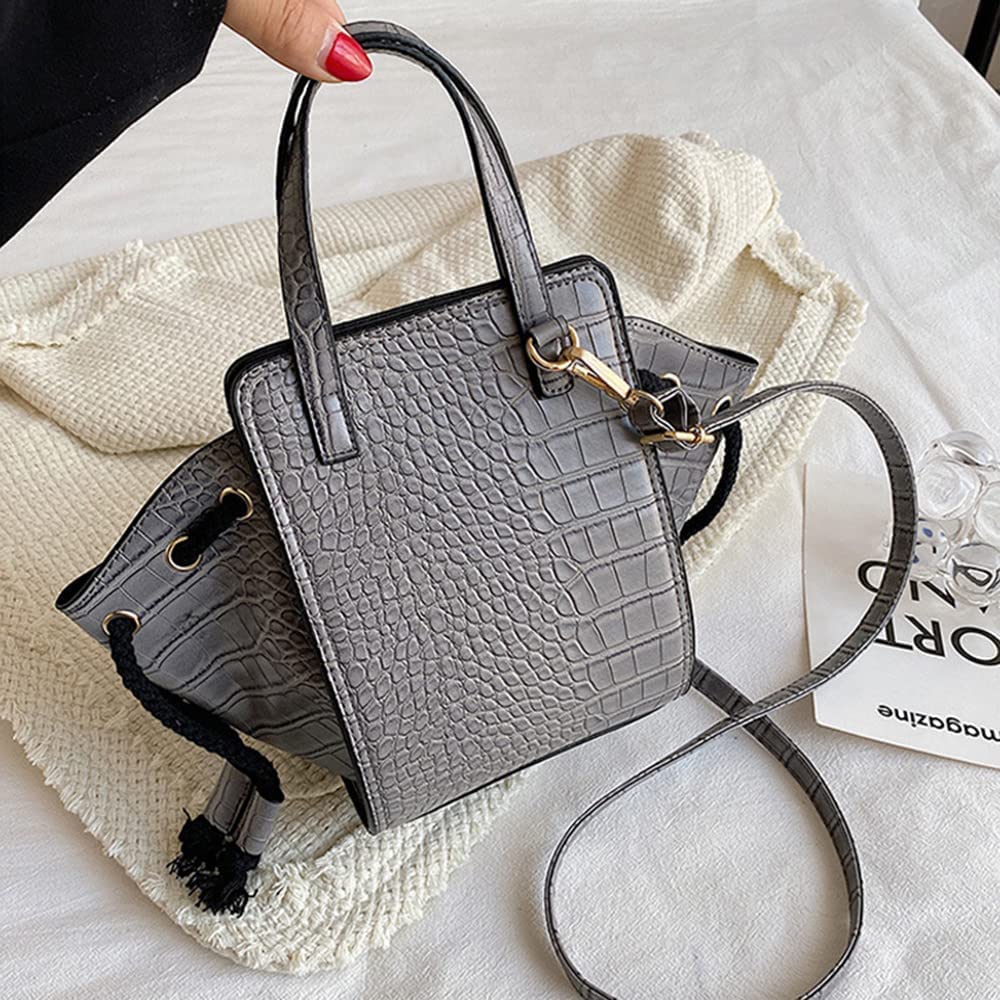 Novelty Unique 3D Lady Face PU Leather Top Handle Satchel Handbags for Women Funky Tote Purse Hobo Crossbody Shoulder bags (Crocodile Black)