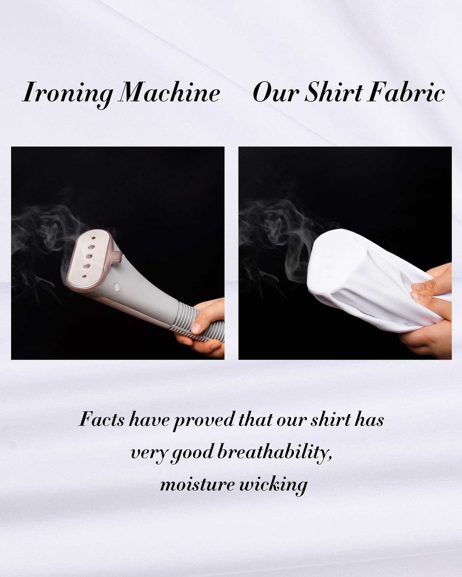 J.VER Men's Casual Long Sleeve Stretch Dress Shirt Wrinkle-Free Regular Fit Button Down Shirts White Black Medium