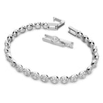 Load image into Gallery viewer, Swarovski Una Angelic Tennis Bracelet, Clear circle-cut Swarovski Crystals with Matching Crystal Pavé on a Rhodium Tone Finish Setting, Part of the Swarovski Una Angelic Collection
